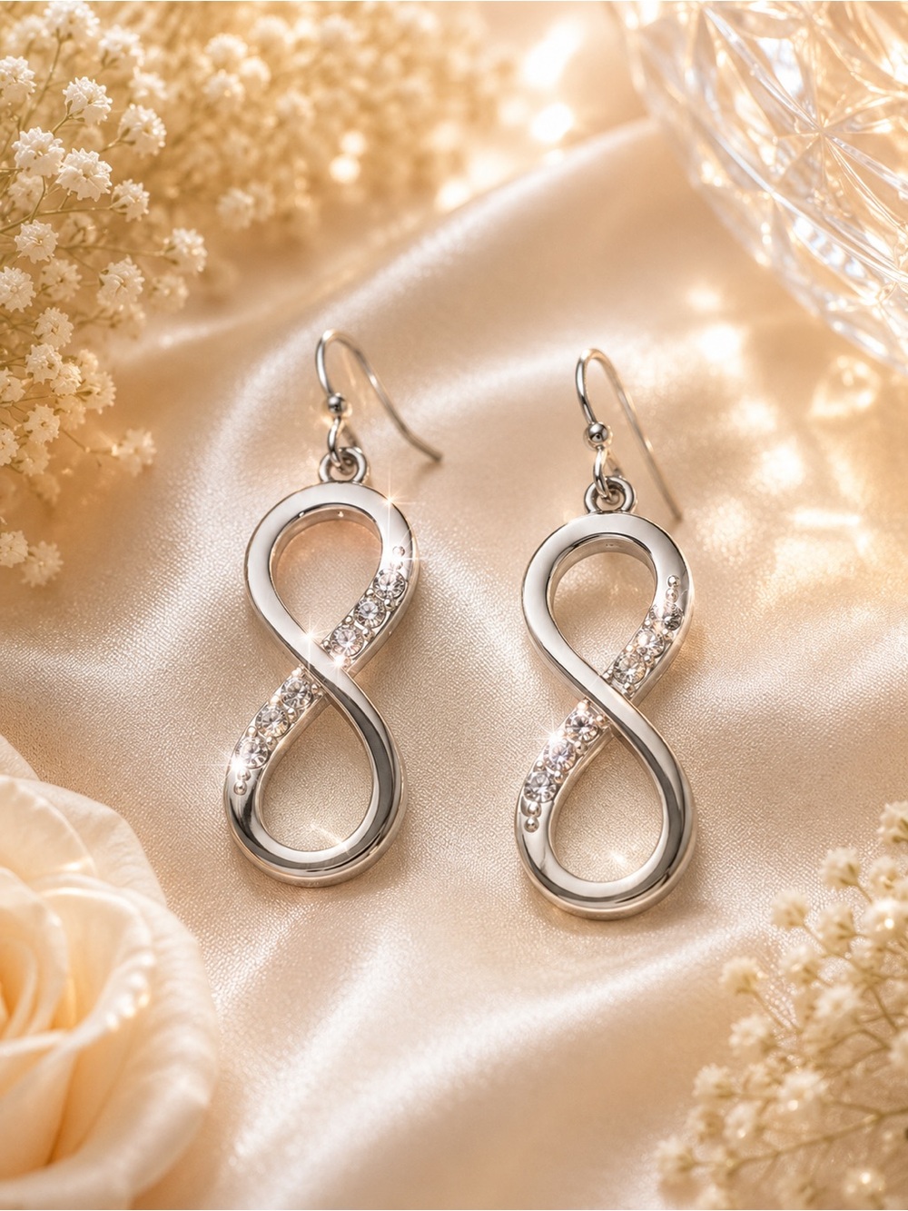 NEW Swarovski Crystals Infinity Drop Earrings with Crystal Accents